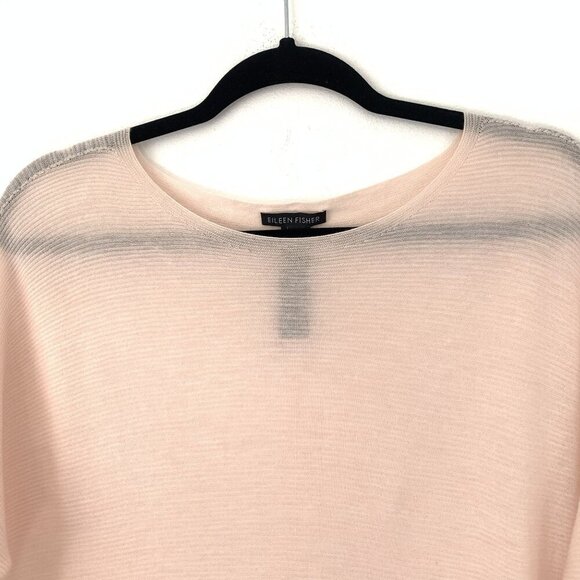 Eileen Fisher Size S/P Light Pink Sheer Wool Long Sleeve Sweater Knit Top - Picture 4 of 4
